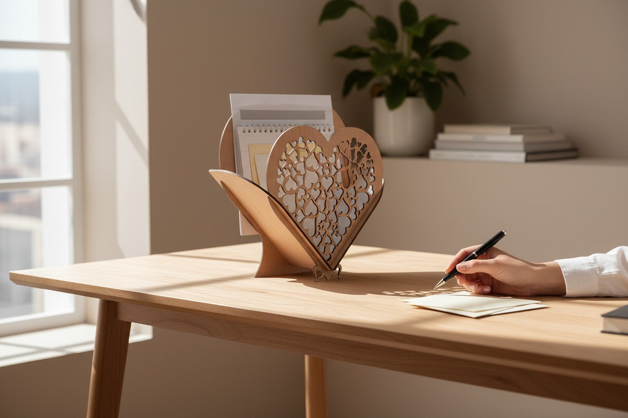 Decoratieve Houten Mand in Hartvorm, Lasergesneden, GEPERSONALISEERD met Naam of Tekst - Bloemenhouder, Organizer, Perfect Cadeau voor Elke Gelegenheid