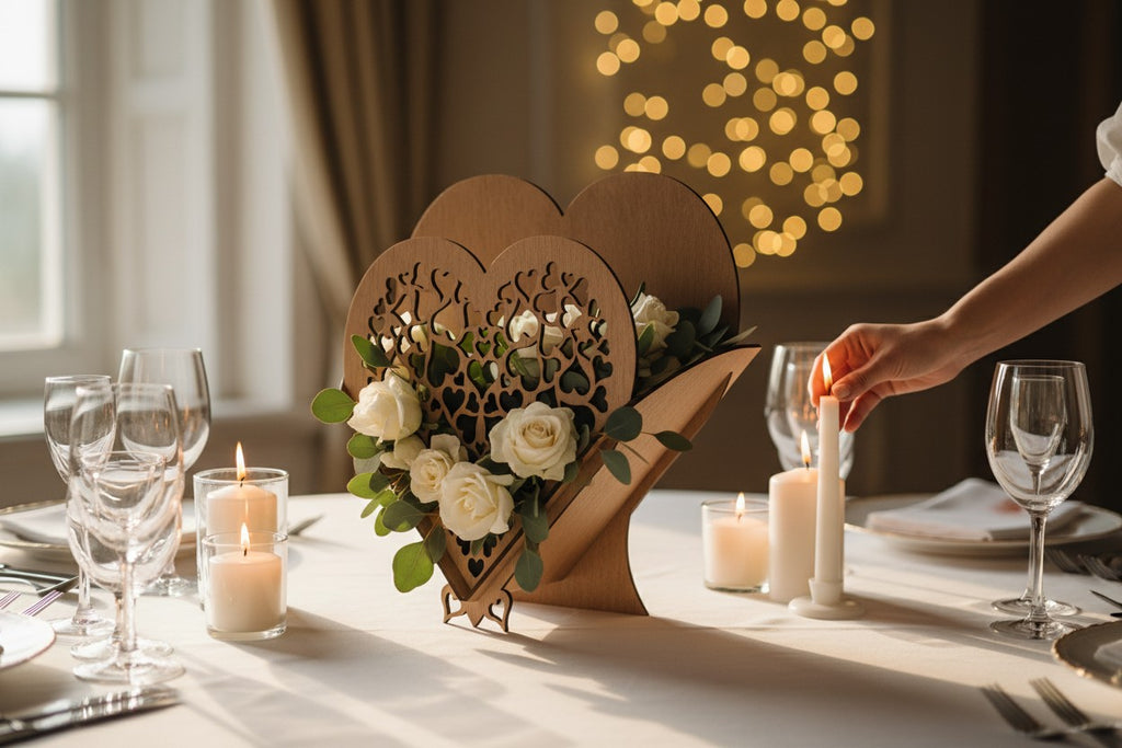 Decoratieve Houten Mand in Hartvorm, Lasergesneden, GEPERSONALISEERD met Naam of Tekst - Bloemenhouder, Organizer, Perfect Cadeau voor Elke Gelegenheid