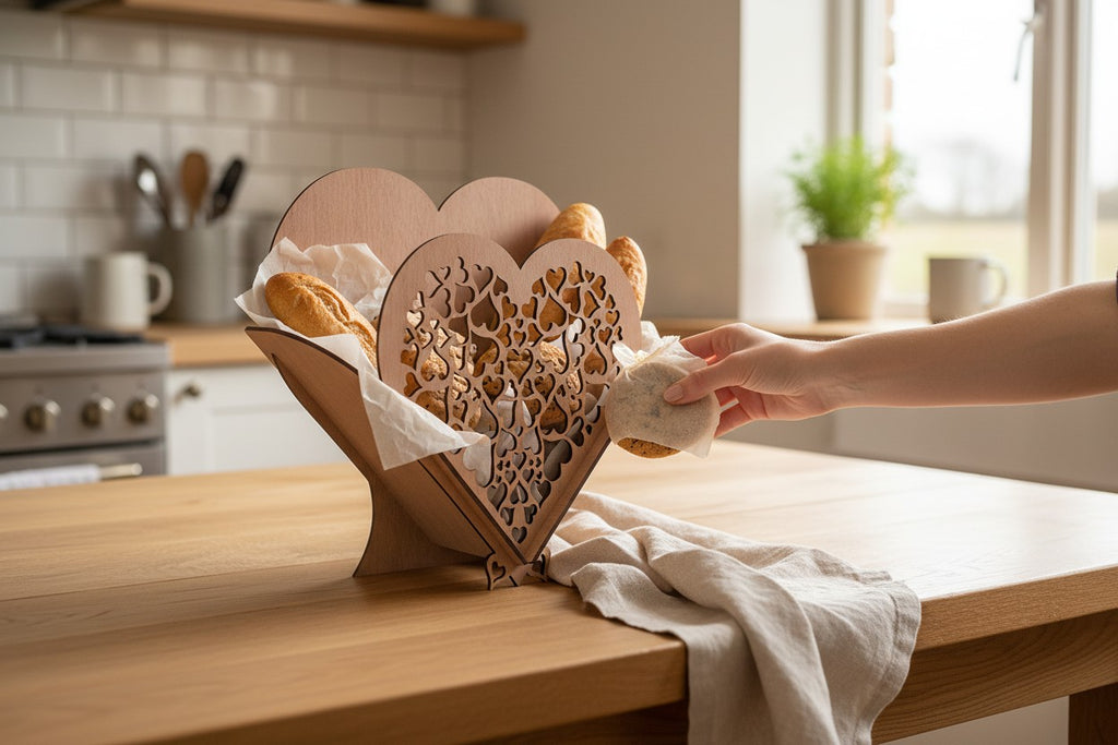 Decoratieve Houten Mand in Hartvorm, Lasergesneden, GEPERSONALISEERD met Naam of Tekst - Bloemenhouder, Organizer, Perfect Cadeau voor Elke Gelegenheid
