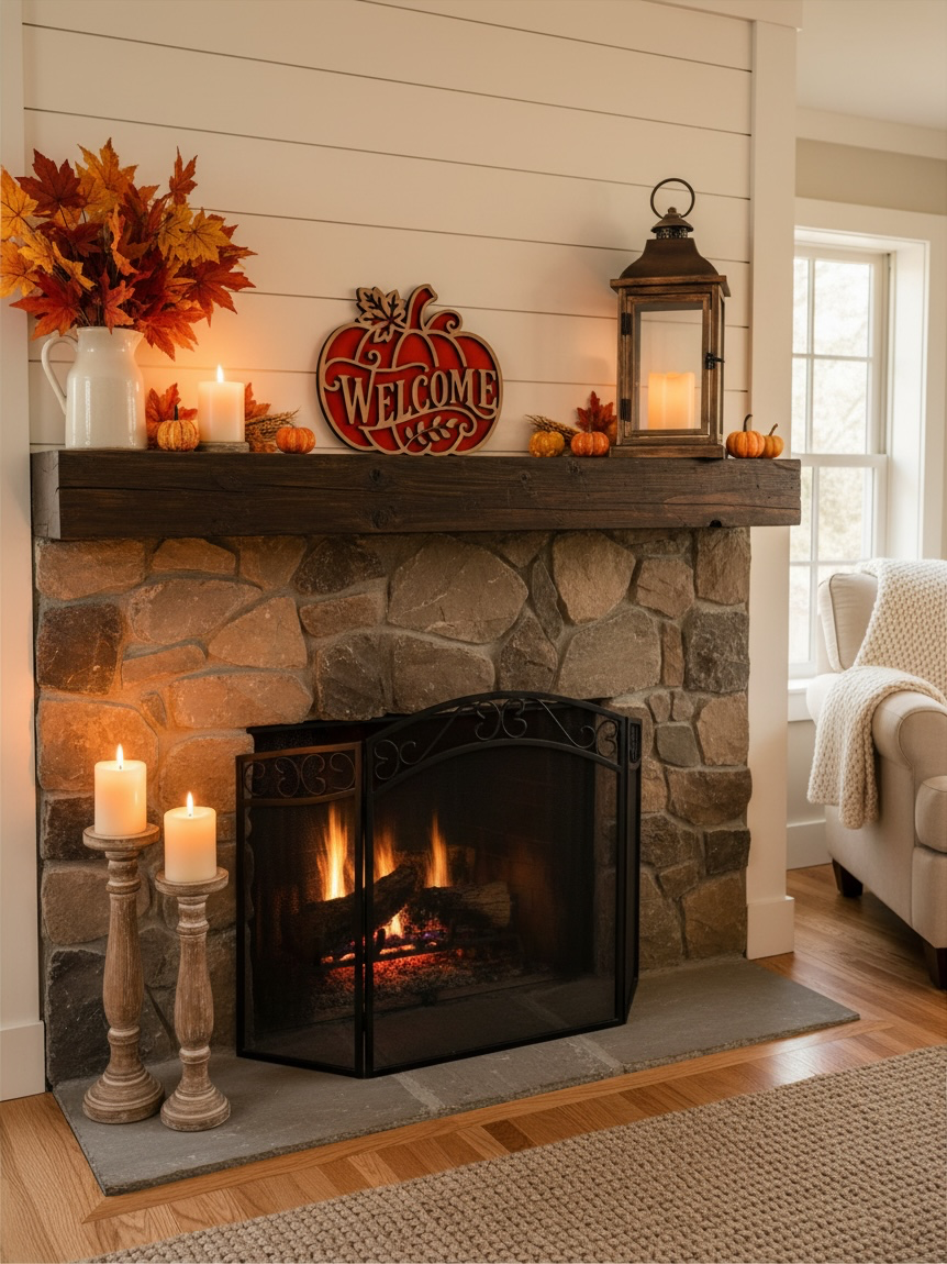 Houten Welkom Pompoen Decoratie | Herfst Wanddecoratie