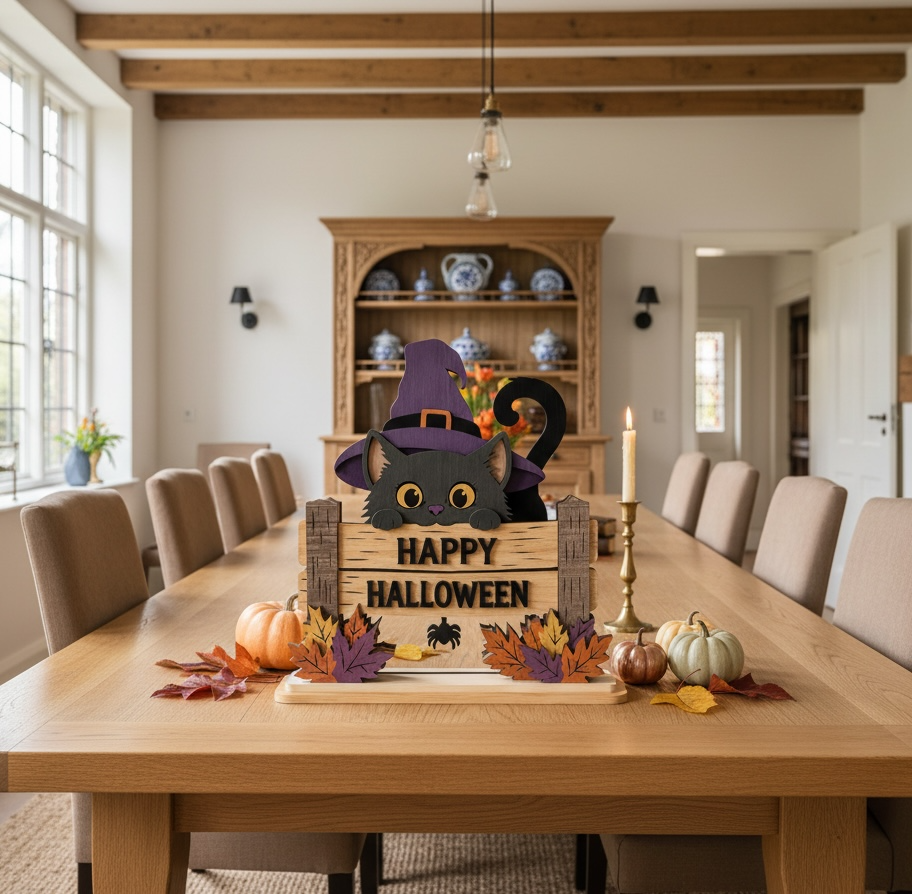 Unieke Halloween sfeer met een stijlvolle houten decoratie