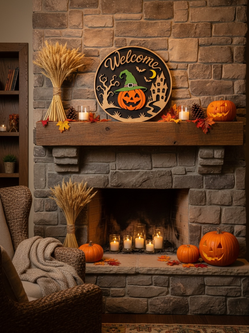 Houten Halloween Welkomstbord