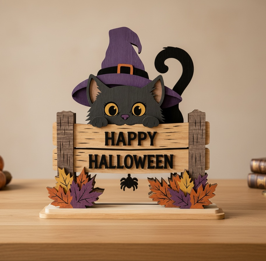 Unieke Halloween sfeer met een stijlvolle houten decoratie