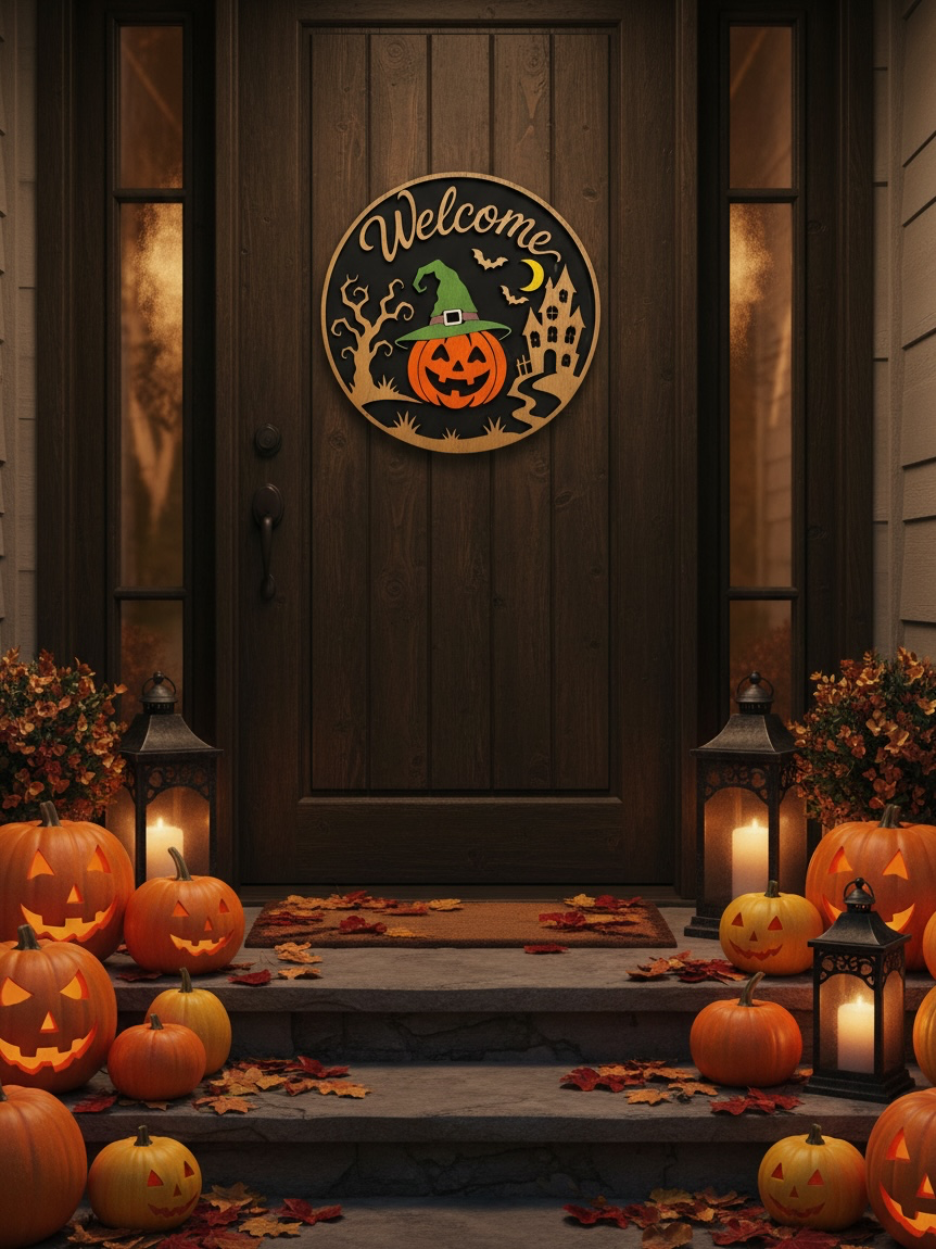 Houten Halloween Welkomstbord