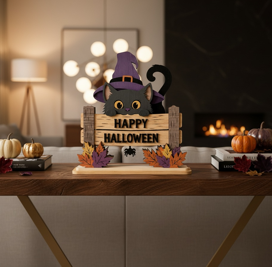 Unieke Halloween sfeer met een stijlvolle houten decoratie