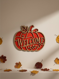 Houten Welkom Pompoen Decoratie | Herfst Wanddecoratie