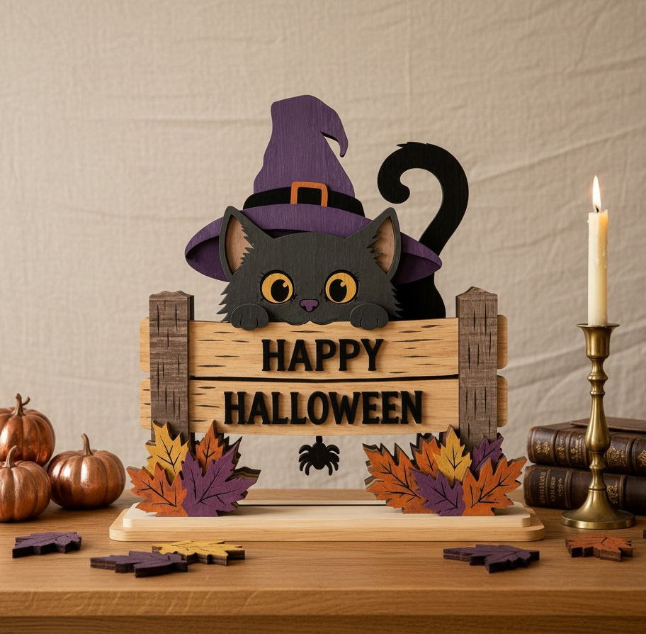 Unieke Halloween sfeer met een stijlvolle houten decoratie