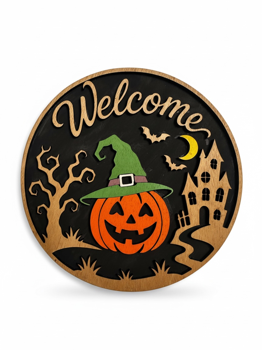 Houten Halloween Welkomstbord