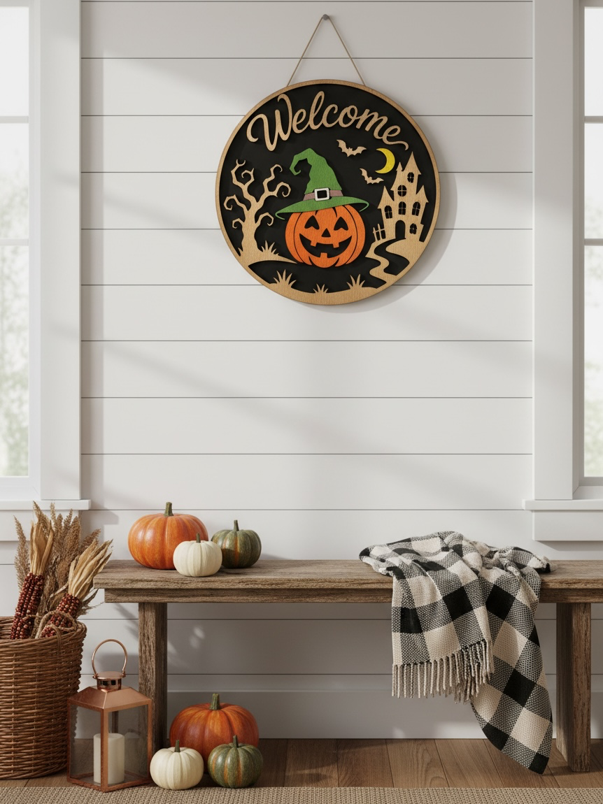 Houten Halloween Welkomstbord