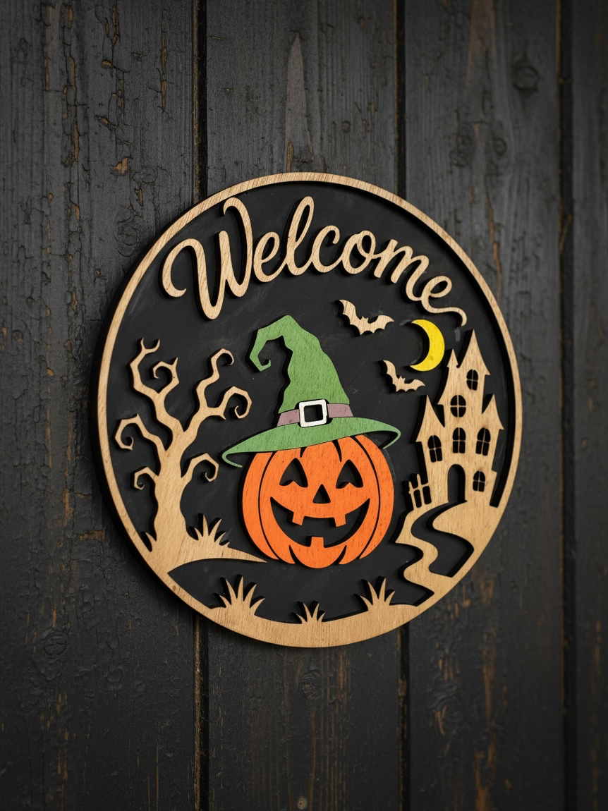 Houten Halloween Welkomstbord