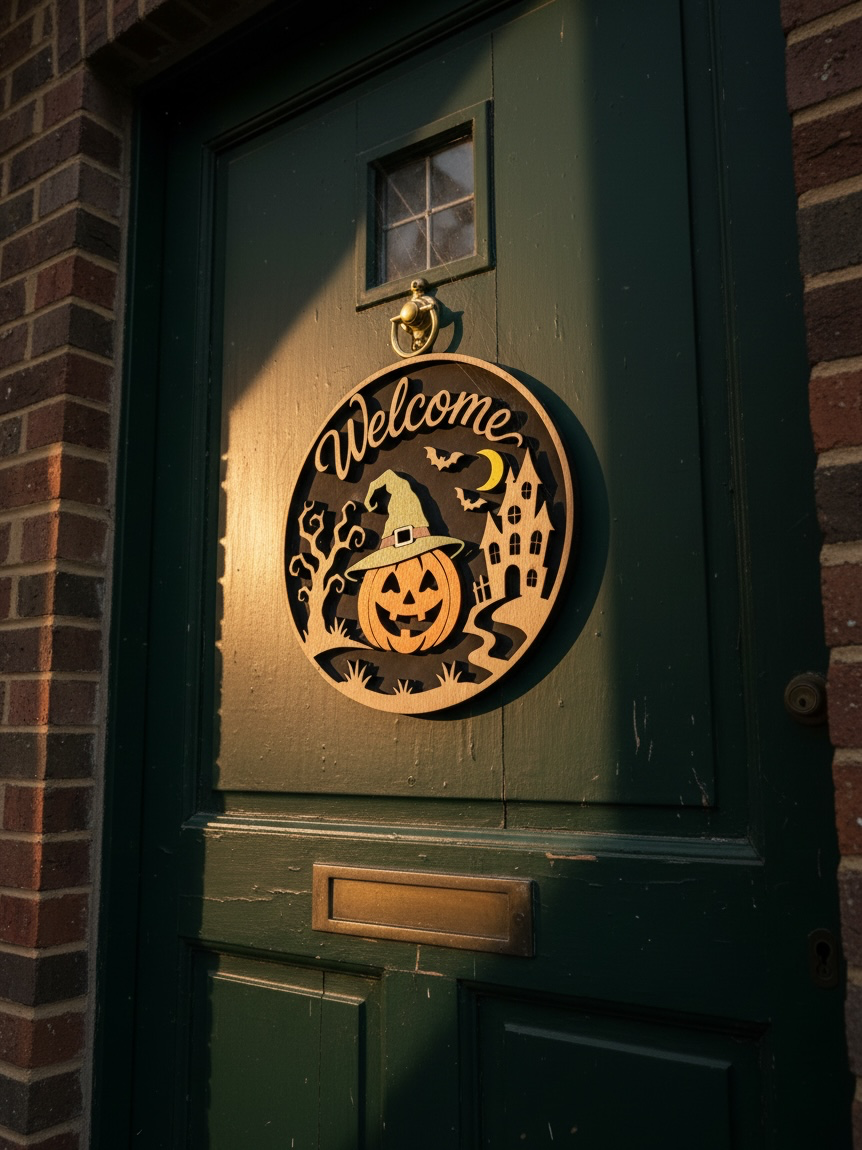Houten Halloween Welkomstbord