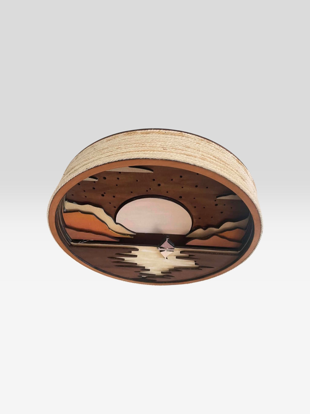 Houten sfeerlamp Ø 28 cm – gelaagde wandkunst met LED