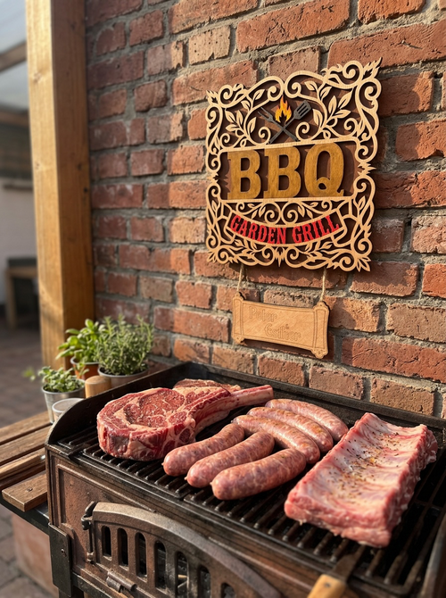 BBQ-wandbord van hout met eigen naam – handgemaakt