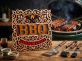 Handmade Houten BBQ Wandbord "Garden Grill" – Decoratief Ornament met Vakmanschap
