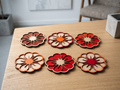 Gepersonaliseerde Bloem Dahlia Onderzetters Set - 6 Stuks + Houten Houder