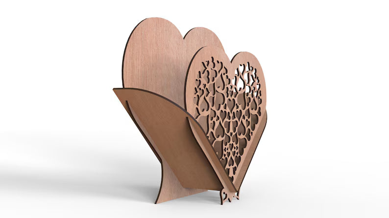 Decoratieve Houten Mand in Hartvorm, Lasergesneden, GEPERSONALISEERD met Naam of Tekst - Bloemenhouder, Organizer, Perfect Cadeau voor Elke Gelegenheid