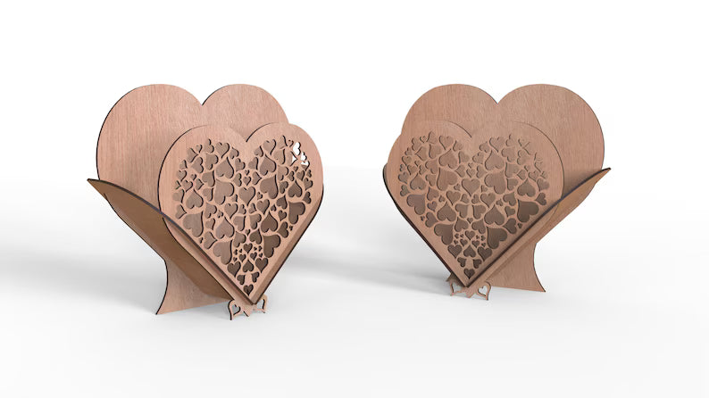 Decoratieve Houten Mand in Hartvorm, Lasergesneden, GEPERSONALISEERD met Naam of Tekst - Bloemenhouder, Organizer, Perfect Cadeau voor Elke Gelegenheid